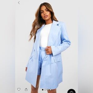 Boohoo Pinstripe Oversized Longline Blazer